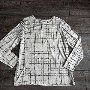 NWT Chicos Touch Of Cool Long Sleeve Layering Tee Shirt English Cream Sz 2 Large